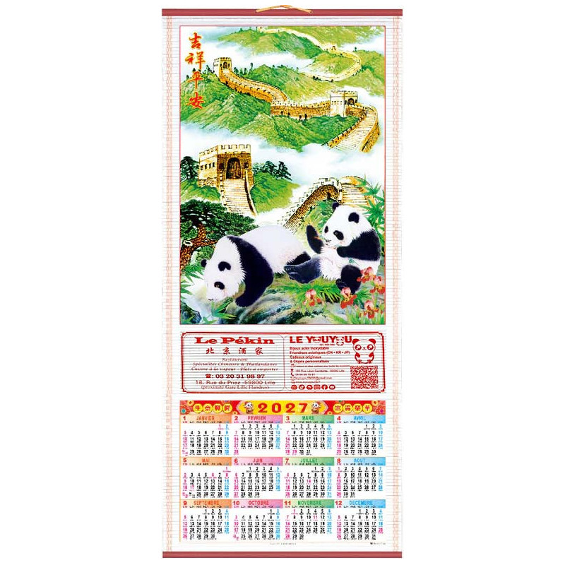 Grand Calendrier Mural Chinois 2027