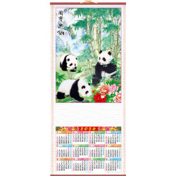 Calendrier mural 2026 - Thème Pandas et Bambous