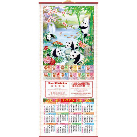 🐼 Calendrier mural 2026 – Pandas et nature paisible