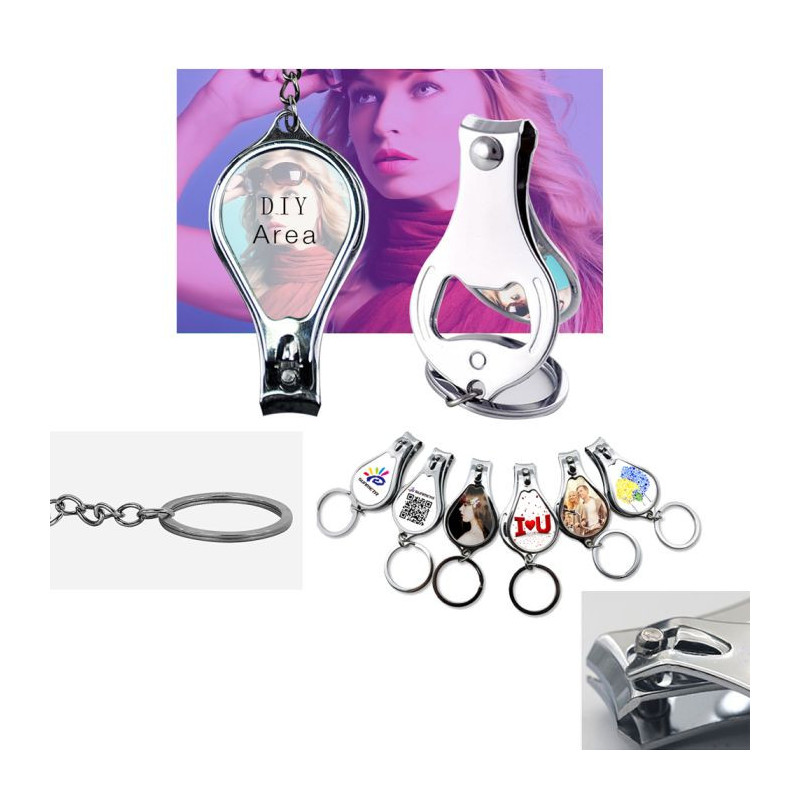 Porte-clés coupe-ongles personnalisé – 4 en 1 multifonction – Avec image ou texte