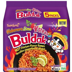 Samyang Buldak Hot Chicken Habanero Lime – 140g – Halal – Nouilles Coréennes Épicées Citron & Habanero