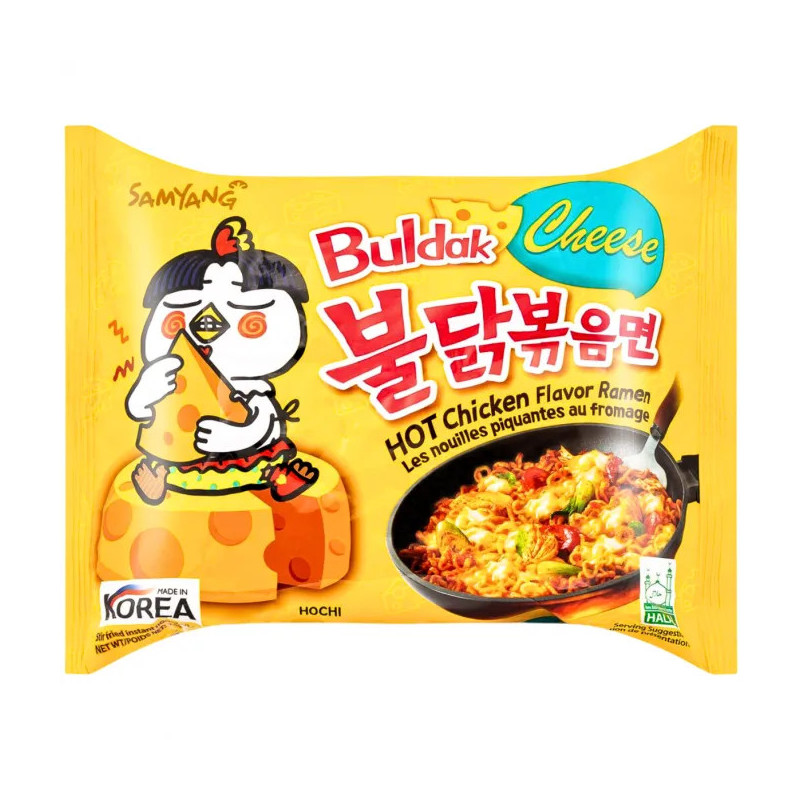 Samyang Buldak Ramen au Fromage – 140g – Halal – Nouilles Coréennes Épicées au Poulet et Fromage