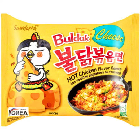 Samyang Buldak Ramen au Fromage – 140g – Halal – Nouilles Coréennes Épicées au Poulet et Fromage