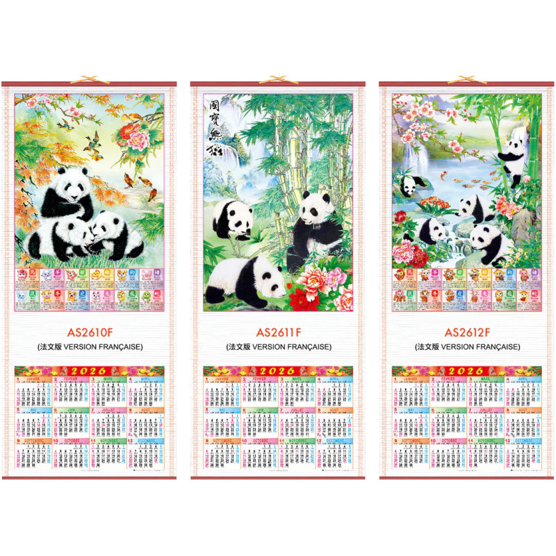 Calendrier mural 2026 – Village chinois et signes du zodiaque