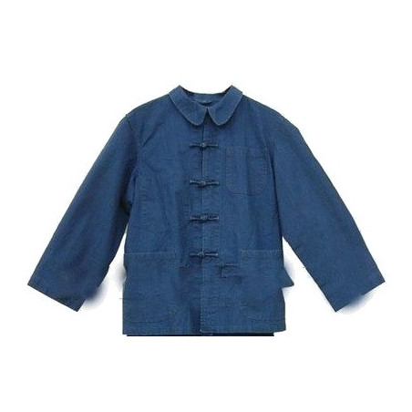 🧥 Veste bleue de Chine traditionnelle – Coton unisexe