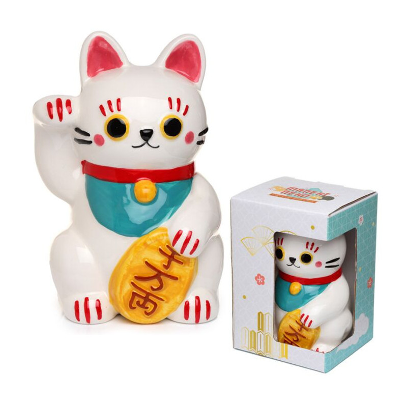 Tirelire Chat Blanc Maneki Neko - Chat Porte-bonheur