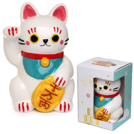 Tirelire Chat Blanc Maneki Neko - Chat Porte-bonheur