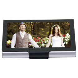 🗂️ Porte‑carte de visite argent/noir – Aluminium – Personnalisables en Boutique à Lille