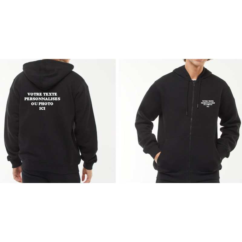 🧥 Sweat Zippé à Capuche Personnalisable – Ajoutez Votre Texte, Logo ou Photo